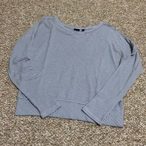 BLUE Saks Fifth Avenue Gray and White Striped Top